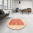 thumbnail image 3 of Ahgly Company Tapis d'Intérieur Ronds Abstraits Orange Vif, Tapis de Zone Abstraits, 8 Pieds Rond, 3 of 6