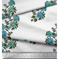 thumbnail image 2 of Soimoi Polyester Crepe Fabric Leaves & Floral Block Printed Fabric 1 Yard 52 Inch Wide, 2 of 3