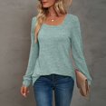 thumbnail image 4 of CHUANK Chemise Longue Cache-Ventre Fluide à Col Rond Unie à Manches Longues Hauts Grande Taille pour Femmes Chic Tunique Confortable à Porter avec des Leggings Bleu TTG, 4 of 5