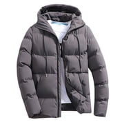 Rinsvye Men Autumn and Winter Men's Warm Winter Coats Solid Zipper Hooded Loose Coats for Winter Outdoor Cotton Coat Top Hooded Wool Coat Men Blouse Jacket