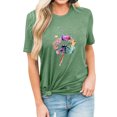 thumbnail image 1 of MY Women Short Sleeve Colorful Dandelion Print Crew Neck Plain Tee Shirt, 1 of 6