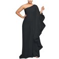 thumbnail image 1 of Ensemble Assorti Combinaisons pour Femmes une Épaule Soirée Cocktail Semi-Formel Robe Maxi Pantalon Tenue 2 Pcs Survêtement S-111 Noir TG, 1 of 5
