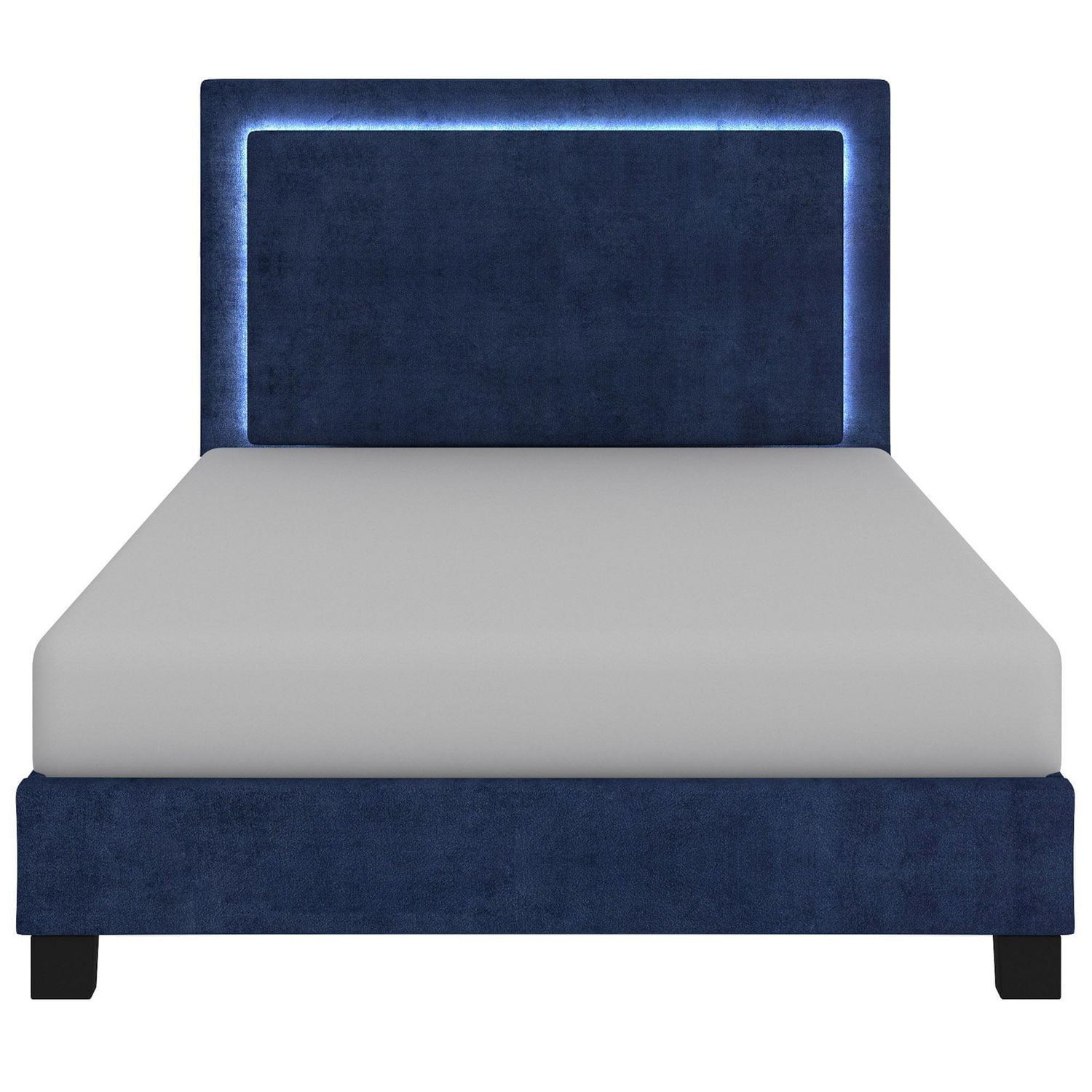 Lit Plateforme, 78 Po Avec Luminaire, Bleu