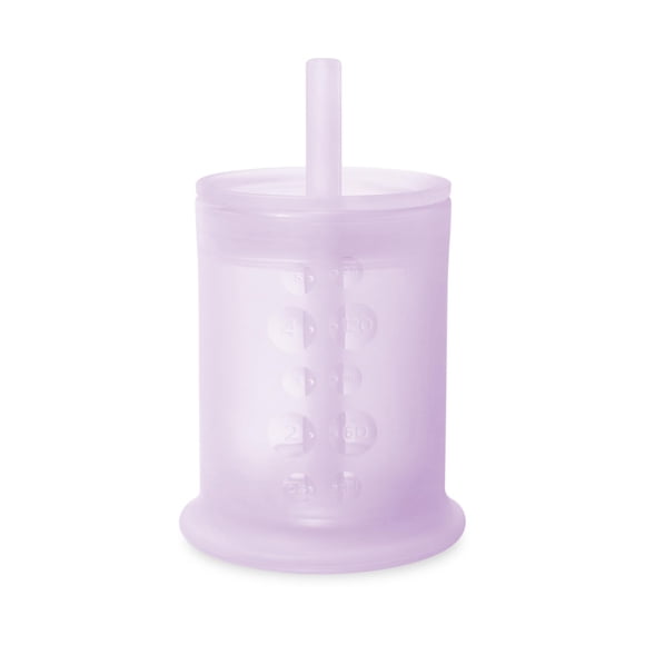 Olababy Tasse d'Entraînement en Silicone avec Couvercle à Paille Tasse à Boire pour Bébés 6+ Mois Bébé jusqu'à 12-18 Mois Tout-Petit Tasse à Bec pour Enfants & Tasse à Smoothie Sevrage Dirigé par Bébé (Lilas, 5 oz)