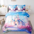 thumbnail image 1 of Erosebridal Ensemble de Literie Fleurs de Cerisier Roses Taille Grand, Ensemble de Lit Château de Fée, Décor de Dessin Animé, Réversible 7 Pcs, 1 of 5