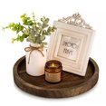 thumbnail image 1 of CHUANK Wood Round Tray 11” Rustic Decorative Small Tray for Table Decor Whitewashed, 1 of 8