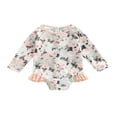 thumbnail image 1 of Toddler Baby Girl Jumpsuit Swimsuit Flower Print Long Sleeve Ruffle Spring Summer Bikini Bathing Suit Green 9-12 Months, 1 of 8
