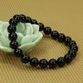 thumbnail image 2 of Natural Black Gemstone 8mm Round Beads Stretch Bracelet 7" Unisex, 2 of 5
