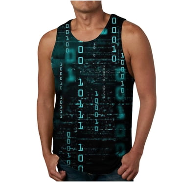 LSLJS Men's 3D Digital Print Tank Tops Funny Graphic Pattern Crew Neck Sleeveless T-Shirt Beach Muscle Tank Tops