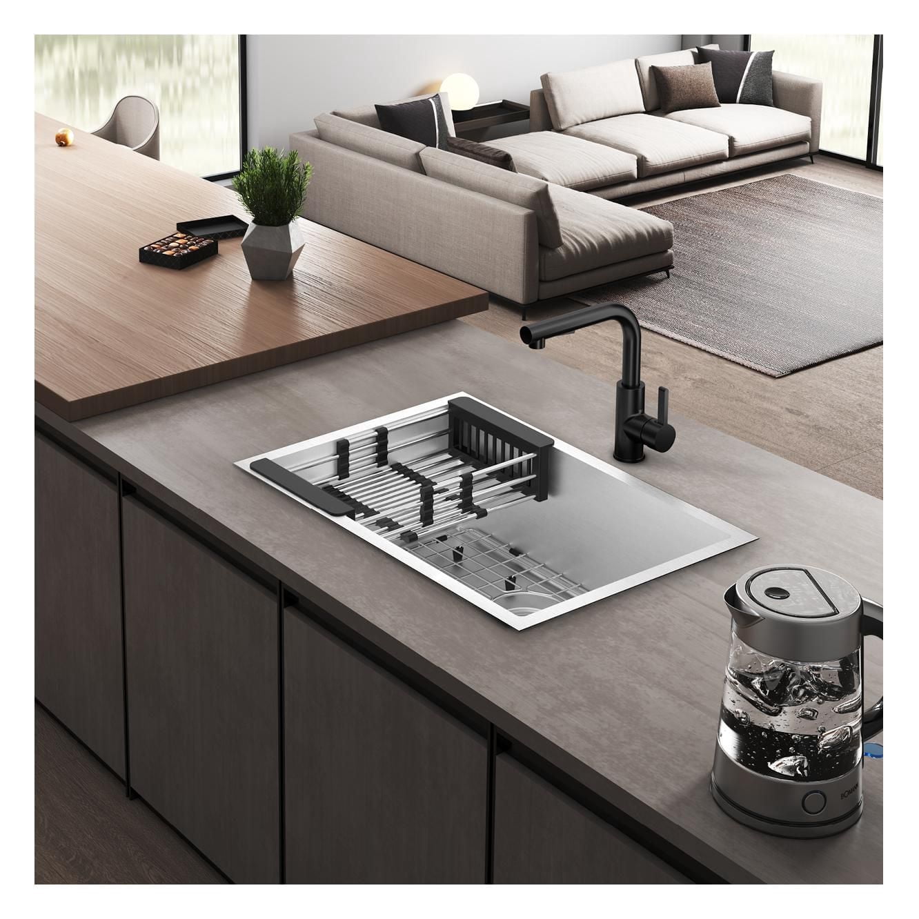 The akuaplus Single Undermount stainless steel Kitchen Sink - 26 in x 18 in
