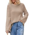 thumbnail image 2 of Dvkptbk Chandails pour Femmes Femmes Col Rond Uni Mode Tricot Ample Chandail Vêtements en Liquidation, 2 of 6