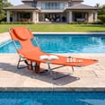 thumbnail image 3 of Gymax 2PCS Tanning ChairFolding Beach Lounge Chair w/5-Position Adjustable Backrest Orange, 3 of 7