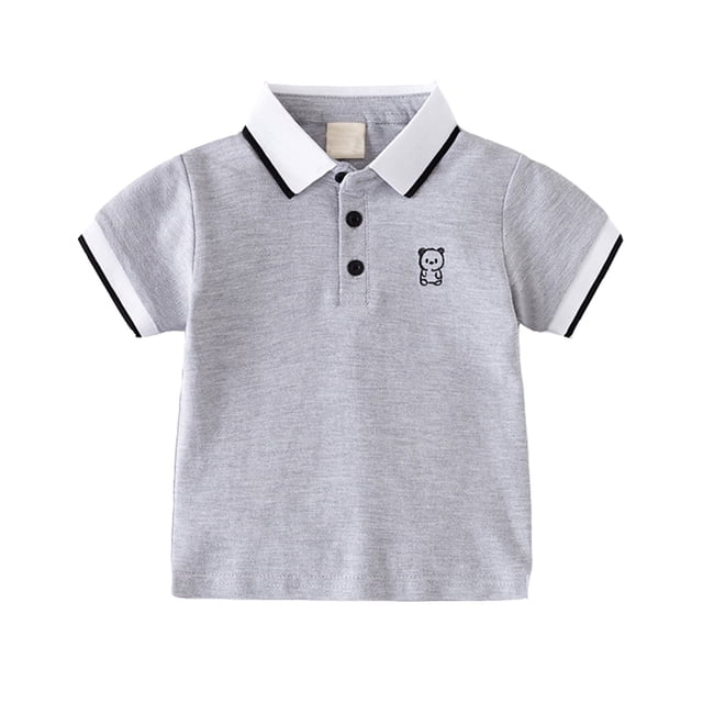 Toddler Girls Summer Tops Tees Solid Color Button Closure Casual Tee Blouse Short Sleeve Shirt Spring Shirts For Boy 12-18M