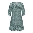 thumbnail image 4 of Weiqiqre Robes Fantaisie pour Femmes Offres Mode Femmes Été Décontracté Col en V Imprimé Manches 3/4 Pli Robe Mini, 4 of 6