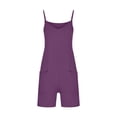 thumbnail image 3 of Dealovy Womens Rompers Sleeveless Spaghetti Strap V Neck Solid Color Lounge Shorts Jumpsuits with Pockets, 3 of 5