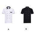 thumbnail image 3 of Chef Uniforms Women Short Sleeve Double Chef Coat Double Breasted Working Jacket Restaurant Kitchen Cooking Clothes Workwear White XL, 3 of 9