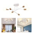thumbnail image 2 of Modern Ceiling Light Matte Black Finish Retro chandlier dining Look 6-Light White+Gold, 2 of 8