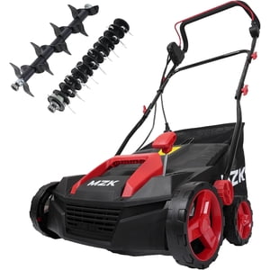 MZK 15-inch 13-Amp 2-in-1 Electric Dethatcher and Scarifier w/Removeable 11.9-Gallon Collection Bag, 5-Position Height Adjustment, Keep Lawn Health