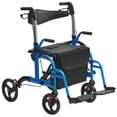 thumbnail image 1 of VEVOR Déambulateur 2 en 1 et Fauteuil de Transport pour Aînés, Déambulateur Roulant Pliant Fauteuil Roulant Combo et Repose-Pieds, Déambulateur en Aluminium Léger avec Poignée Ajustable, Roues Tout-Terrain, 300 Lb, Bleu, 1 of 9