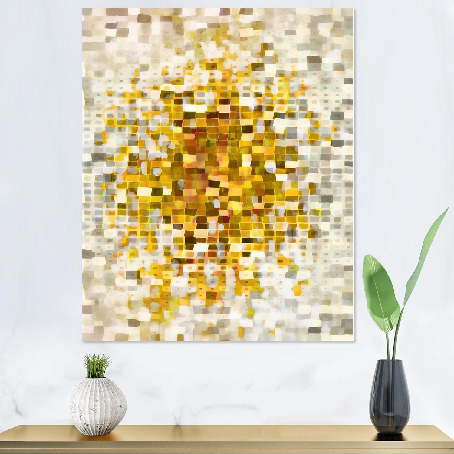 Designart Glam Jaune Explosion Blocs Art mural sur toile