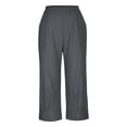 thumbnail image 4 of VEKDONE Womens Cotton Linen Capris Pants Dark Gray L, 4 of 9