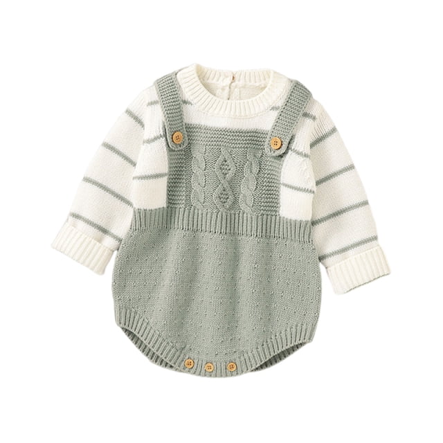 Chandail Rayé pour Bébé Fille Garçon 2025, Col Rond, Manches Longues, Combinaison, Vêtements Chauds Automne Hiver, Vert