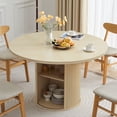 thumbnail image 1 of Wirrytor Round Dining Room Table with Storage, Modern Round Table for 4, Kitchen table with 2-Layer Storage Shelves, Circle Dining Table,Natural, 1 of 9