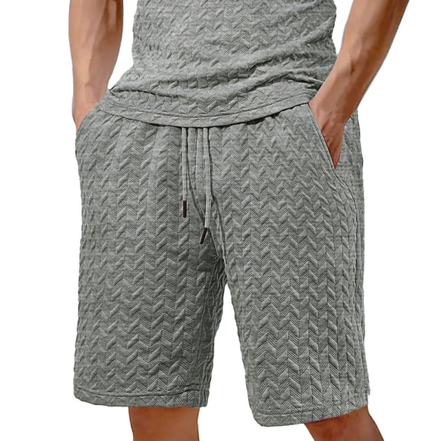 hotojiny Mens Athletic Shorts with Pockets Solid Drawstring Wide Leg Textured Short Pants Casual Breathable Golf Workout Beach Shorts