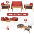 thumbnail image 4 of Patiojoy 4-Piece Patio Acacia Wood Furniture Set Outdoor PE Rattan Conversation Set with Removable Cushions, 4 of 8