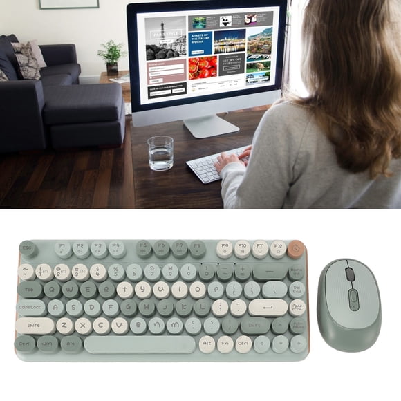 Keyboard Mouse Set, 2.4G Double Modes Low Noise 82 Keys Combo for Office Gaming, Three Adjustable DPI Options
