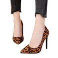 thumbnail image 4 of Cameland Women's Large Size Suede Leopard Print Four Seasons Matching Fine Heel Pointed Heels, 4 of 7