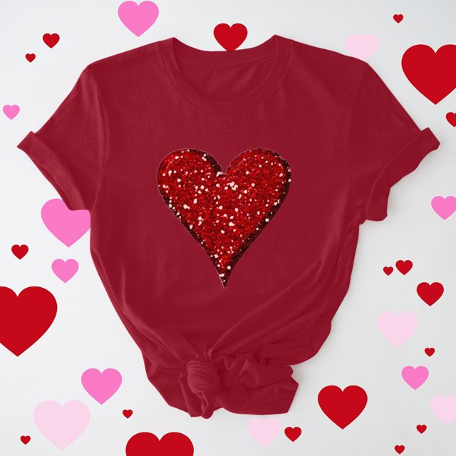 Cadeau de la Saint-Valentin pour Femmes T-shirt Décontracté à Col Rond à Manches Courtes Imprimé Arbre de Noël