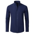 thumbnail image 1 of Chemises Habillées pour Hommes Coupe Ajustée à Manches Longues Unies à Boutons - Matériau Polyester Spandex, Extensible 4 Directions, Résistant aux Plis, 1 of 4