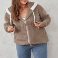 thumbnail image 3 of Womens Full Zip Up Sherpa Hoodie Fuzzy Fleece Jacket Oversized Fluffy Coat with Pockets, 3 of 9