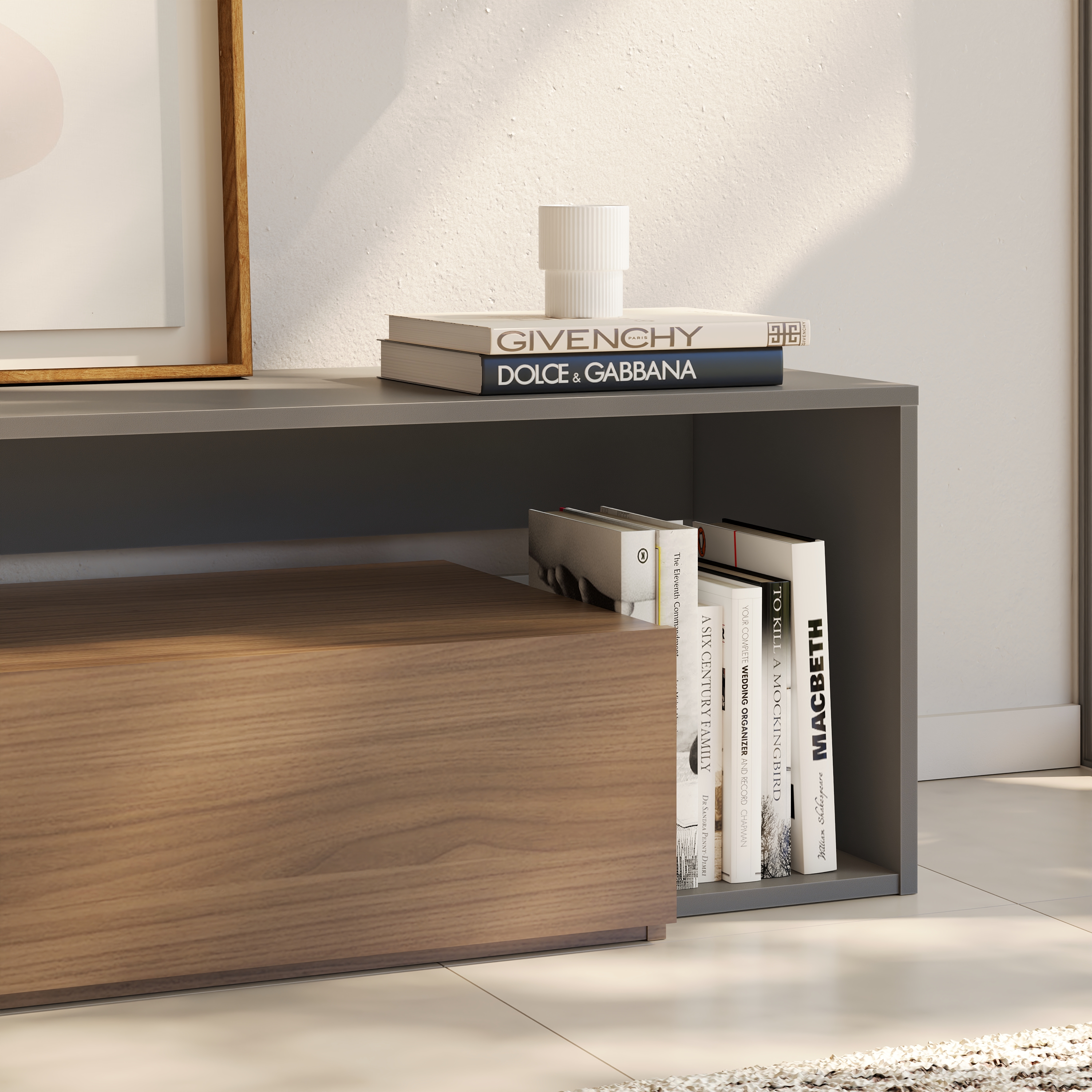 Meuble TV Nexera Tonik pour téléviseurs jusqu'à 65 po, Muscade et Greige