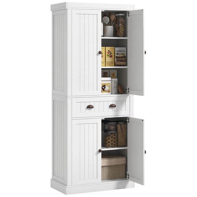 HOMCOM Armoire de Cuisine en Bois 72 Pouces Rangement à Fermeture Douce