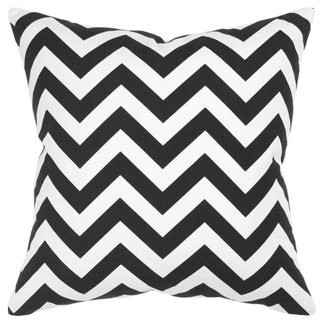 HomeRoots 403167 Coussin à Rabat en Chevron Noir et Ivoire