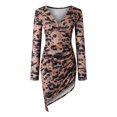 thumbnail image 4 of Pompotops Automne et Hiver Femmes Sexy V-Cou Imprimé Minceur à Manches Longues Fendue Fold Fessiers Robe, 4 of 7