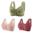 thumbnail image 1 of Timegard 3pc Plus Size Bras for Women Front Closure Button Full Support Bralette Comfort Seniors Bras, 1 of 7