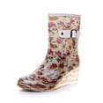 thumbnail image 2 of LSLJS Buckle Side Zipper High-Heeled Transparent Mid-Tube Wedge Heel Women Rain, Women's Rain Boots, 2 of 9