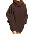 thumbnail image 1 of Robe Chandail Longue en Laine à Col Roulé Ample et Oversize pour Femme, 1 of 5