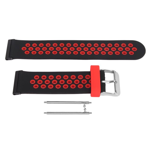 24mm Replacement Watchband Color Contrast Adjust Size Soft Silicone Watch Strap for Spartan Hr Baro Black Red