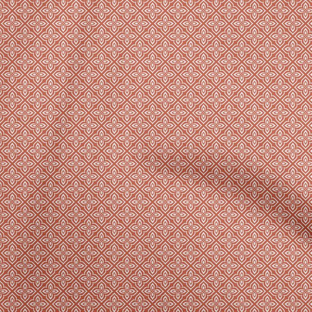 oneOone Cotton Silk Rust Brown Fabric Asian Block Craft Projects Decor Fabric Printed By The Yard 42 Inch Wide