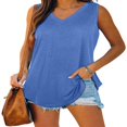 thumbnail image 2 of Women Vest V Neck Sleeveless Solid Color Casual Party Summer Tops, 2 of 9
