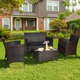 thumbnail image 1 of Costway 4PCS Rattan Patio Furniture Set Cushioned Sofa Chair Coffee Table Black, 1 of 9