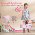 thumbnail image 3 of Teamson Kids Doll Stroller for Baby Dolls Deluxe 2-in-1 Pink/Grey, 3 of 10