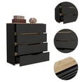 thumbnail image 4 of Atlin Designs Commode de Chambre Moderne à 4 Tiroirs en Bois, Noir/chêne Clair, 4 of 7