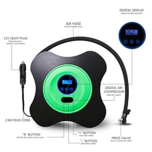 Inflator Pump - 12V Portable Digital Car Tire Inflator Pump,Air Compressor 150 PSI (green)