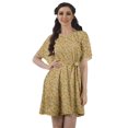 thumbnail image 1 of Moomaya Moss Georgette Bell Sleeves Short A-Line Printed Summer Dress For Women, 1 of 4
