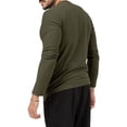 thumbnail image 4 of UKAP T-Shirts pour Hommes Col Rond Henley Chandail Manches Longues Hauts Blouse Décontractée Vert Armée m, 4 of 5